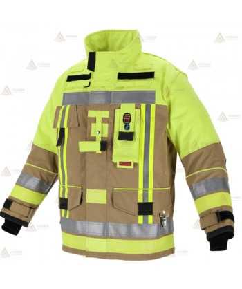 Chaquetón ligero de intervención y rescate para Bomberos color dorado y amarillo flúor