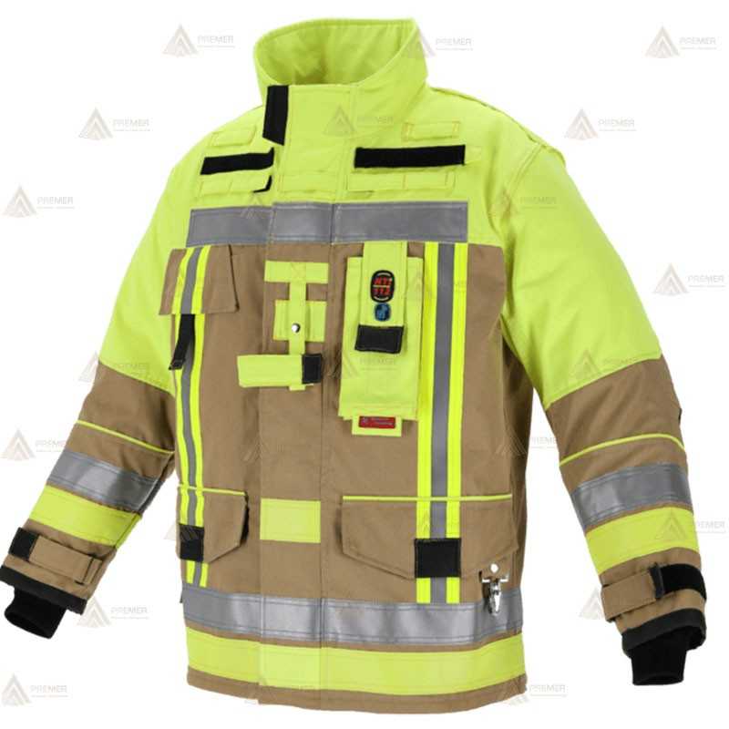 Chaquetón ligero de intervención y rescate para Bomberos color dorado y amarillo flúor