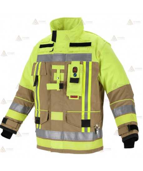 Chaquetón ligero de intervención y rescate para Bomberos color dorado y amarillo flúor