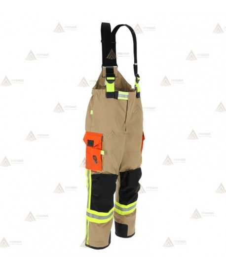 Cubrepantalón ligero de intervención y rescate para Bomberos color dorado y naranja flúor