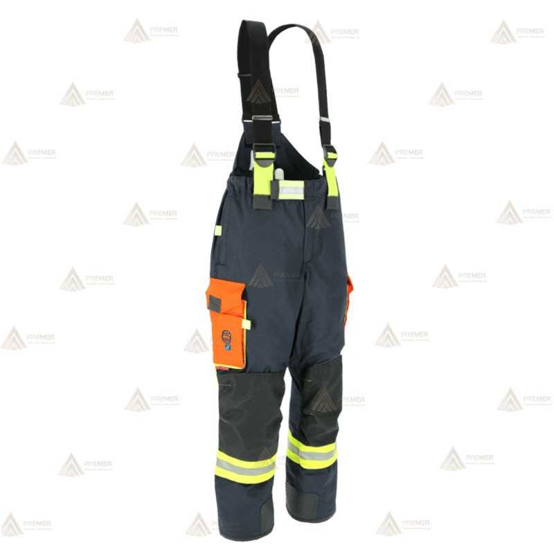 Cubrepantalón ligero de intervención y rescate para Bomberos color azul marino y naranja flúor