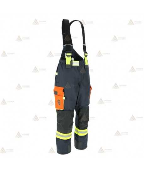 Cubrepantalón ligero de intervención y rescate para Bomberos color azul marino y naranja flúor