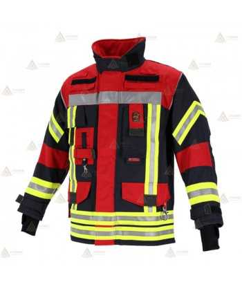 Chaquetón de intervención Premiun para bomberos color marino/rojo