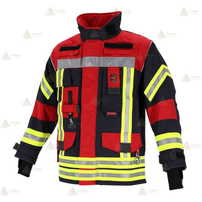 Chaquetón de intervención Premiun para bomberos color marino/rojo