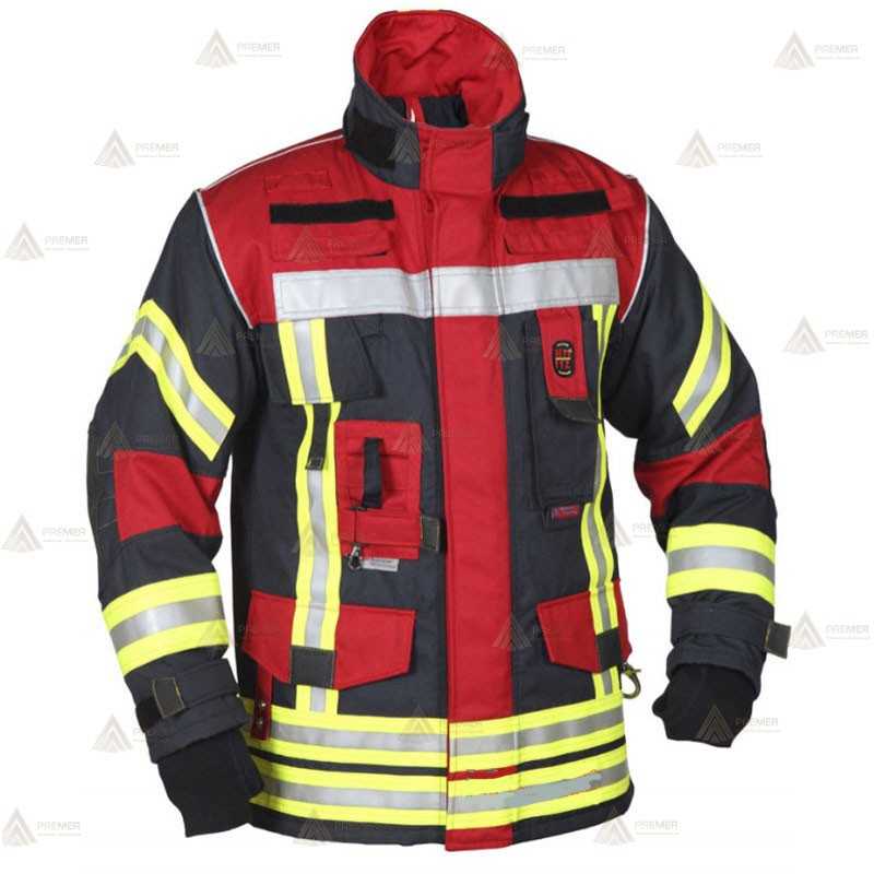 Chaquetón de intervención para bomberos color marino/rojo
