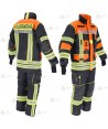 Chaquetón de intervención Premiun para bomberos color azul marino/naranja flúor  y cintas reflectantes segmentadas