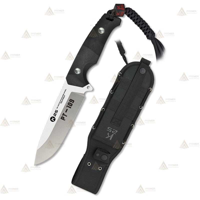 Cuchillo táctico K25 modelo PT-109 con hoja de 14 cm