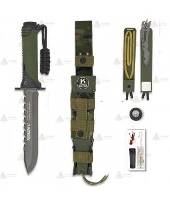 Cuchillo táctico K25 modelo THUNDER II con kit de supervivencia