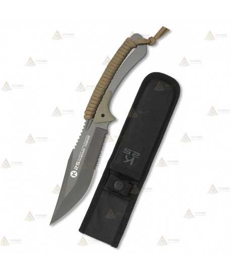 Cuchillo táctico encordado K25 Coyote con hoja de 13,3 cm
