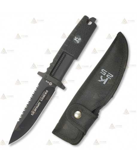 Cuchillo táctico K25 con puño goma Titanium con hoja de 12,5 cm