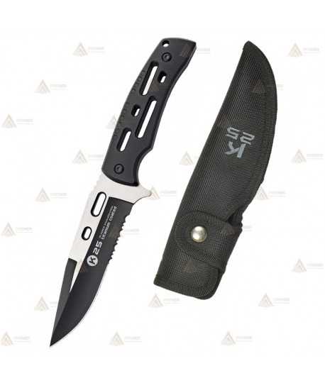 Cuchillo táctico K25 con hoja mixta y sierra de 13,2 cm