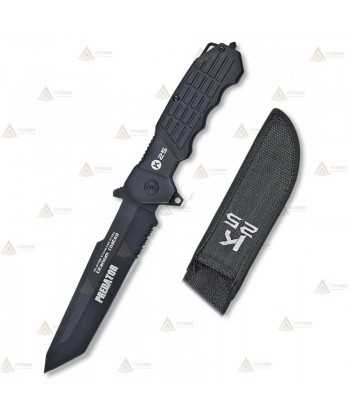 Cuchillo táctico K25 Predator negro con hoja de 14 cm
