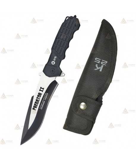 Cuchillo táctico K25 Predator II negro con hoja de 14 cm