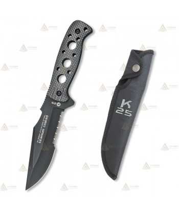 Cuchillo táctico K25 con puño de aluminio y hoja de 13,5 cm