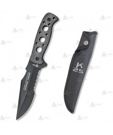 Cuchillo táctico K25 con puño de aluminio y hoja de 13,5 cm
