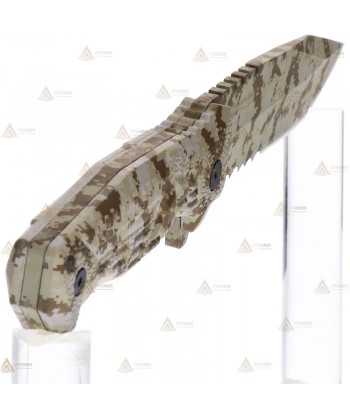 Cuchillo táctico K25 modelo SFL camo con sierra y hoja de 14 cm