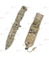 Cuchillo táctico K25 modelo SFL camo con sierra y hoja de 14 cm