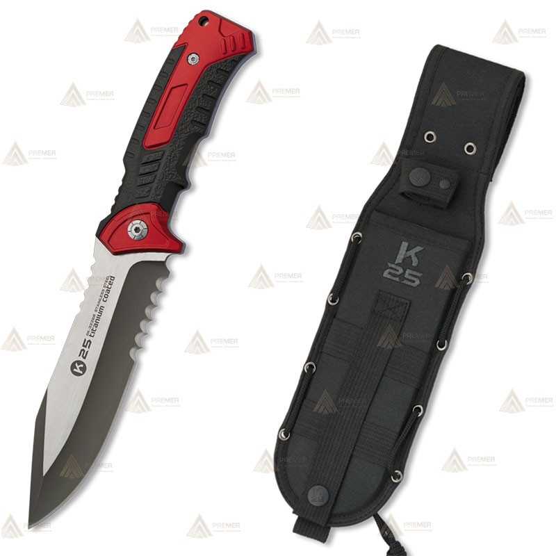 Cuchillo táctico K25 con puño de aluminio y hoja de 14 cm