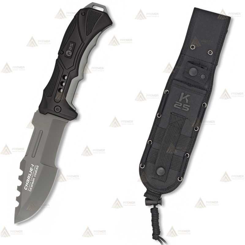 Cuchillo táctico K25 modelo Charlie-I con hoja de 13 cm
