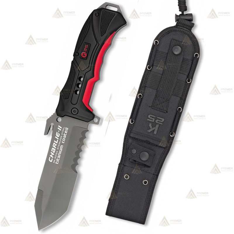 Cuchillo táctico K25 modelo Charlie-II con hoja de 13 cm