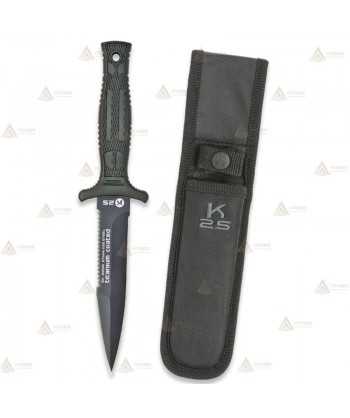Cuchillo táctico K25 modelo Botero con sierra y hoja de 12,5 cm