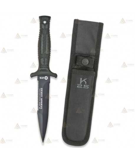 Cuchillo táctico K25 modelo Botero con sierra y hoja de 12,5 cm