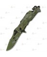 Navaja táctica color Camo Verde con hoja de acero de 8,7 cm