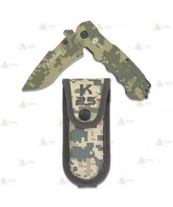 Navaja táctica K25 Camo Pixel con hoja de acero de 9,3 cm
