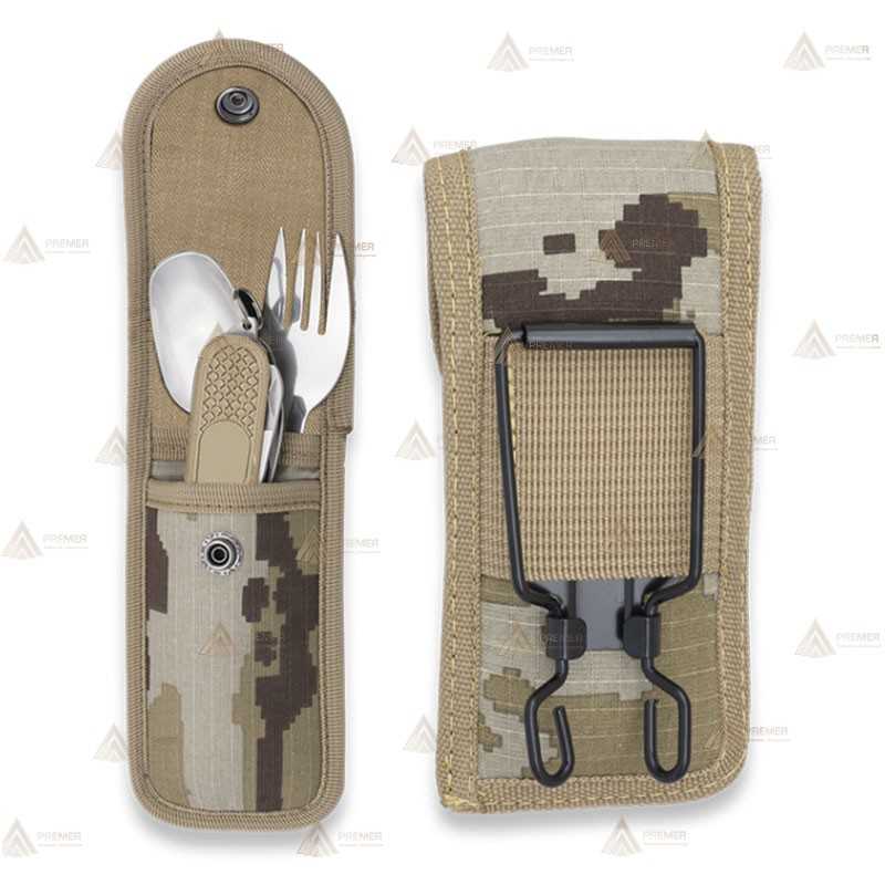 Navaja multifunción con set de cubiertos color Camo Pixelado