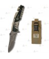 Navaja táctica K25 con mango de goma y hoja de 8,9 cm