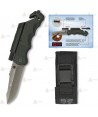 Navaja táctica K25 color Negro con linterna y hoja de 9 cm