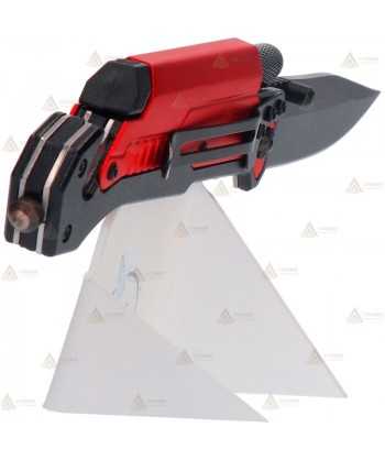 Navaja táctica K25 color Rojo con linterna y hoja de 9,5 cm