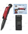 Navaja táctica K25 color Rojo con linterna y hoja de 9,5 cm