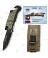 Navaja táctica K25 color Camo con linterna y hoja de 9,5 cm