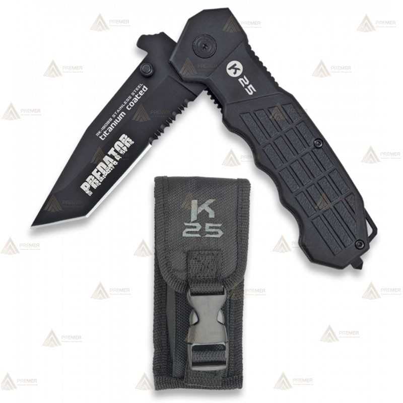 Navaja táctica K25 Predator con hoja de acero de 9,5 cm