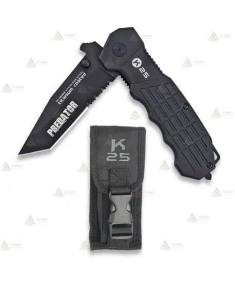 Navaja táctica K25 Predator con hoja de acero de 9,5 cm