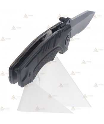 Navaja táctica K25 negra con hoja de acero de 8 cm