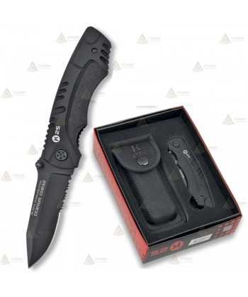 Navaja táctica K25 negra con hoja de acero de 8 cm