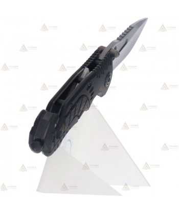 Navaja táctica K25 negra con hoja de acero de 6,7 cm