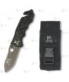Navaja táctica K25 negra con hoja de acero de 6,7 cm