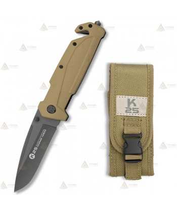 Navaja táctica K25 color Tan con hoja de 9 cm