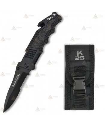 Navaja táctica K25 con mango de aluminio y hoja de 10,7 cm