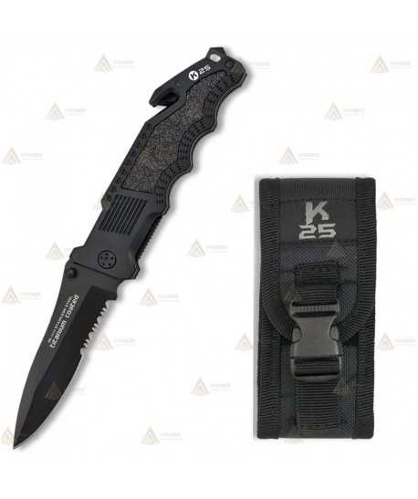 Navaja táctica K25 con mango de aluminio y hoja de 10,7 cm