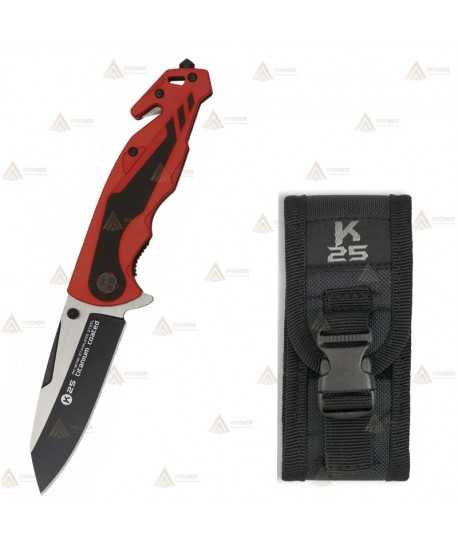 Navaja táctica K25 con mango de aluminio y hoja de 8,8 cm