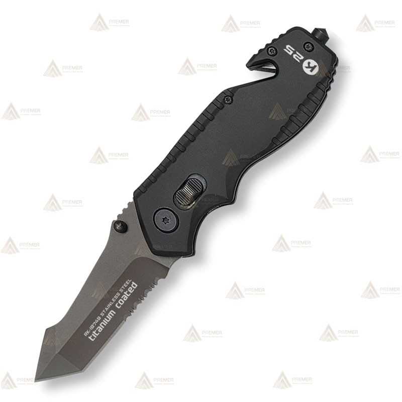 Navaja táctica K25 con mango de aluminio y hoja de 7,5 cm