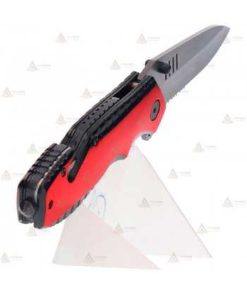 Navaja táctica K25 con mango de goma y hoja de 8,4 cm