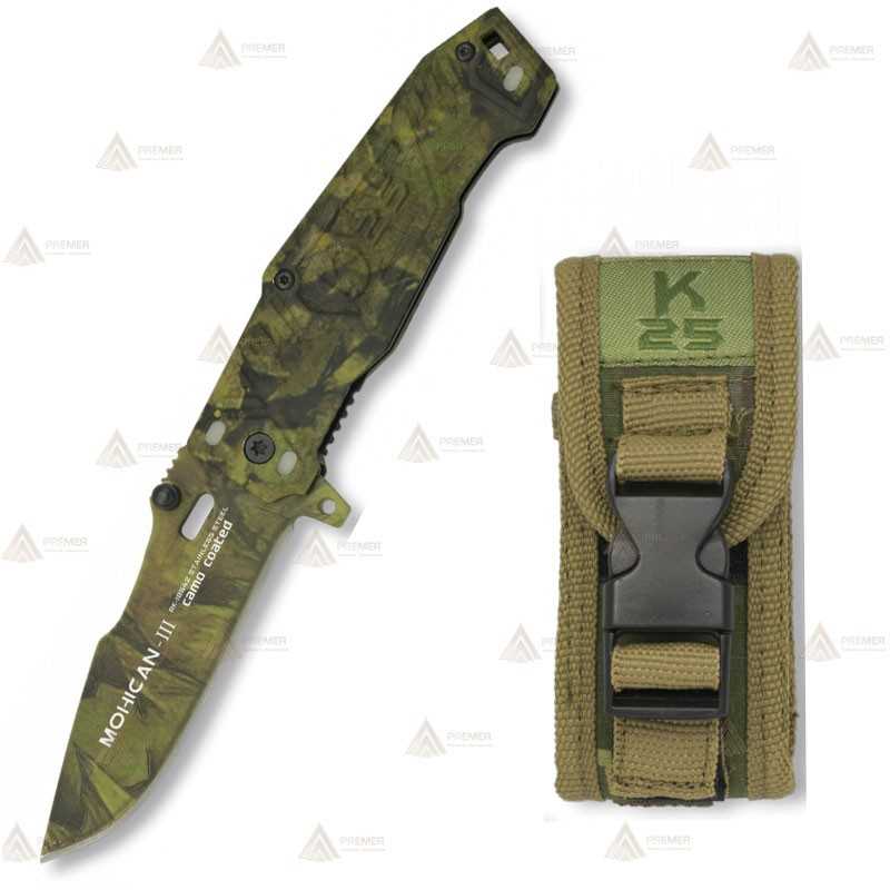 Navaja táctica K25 modelo Mohican II hoja de 7,8 cm color Camo Verde