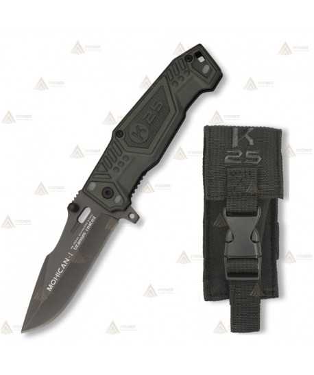 Navaja táctica K25 color negra, modelo Mohican I hoja de 7,8 cm