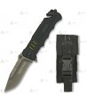 Navaja táctica K25 color negro con hoja calada de 8,7 cm