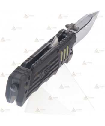Navaja táctica K25 color negro con hoja calada de 8,7 cm